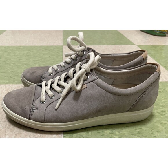 ECCO Grey Womens Soft 7 Walking Suede Leather Sneaker Size  9-9.5 40 EU Travel - Picture 1 of 9